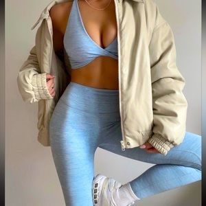 Crop Shop Boutique CSB Sky Marl set 4” Short, Sierra Crop, Marl Leggings size S